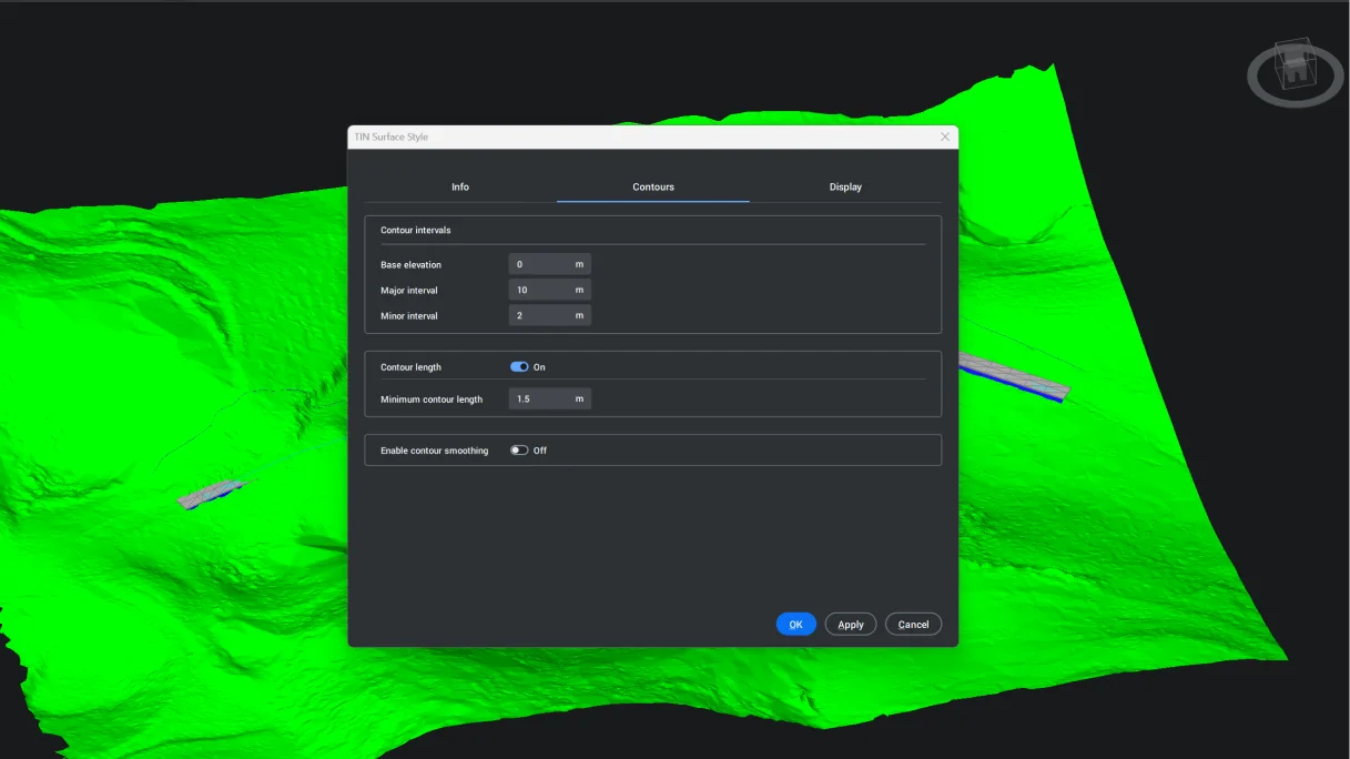 TIN surface with style settings