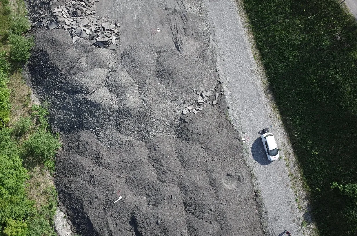 Drone photo of a road surface