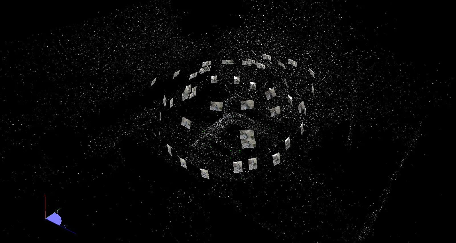 Camera positions arranged around the object